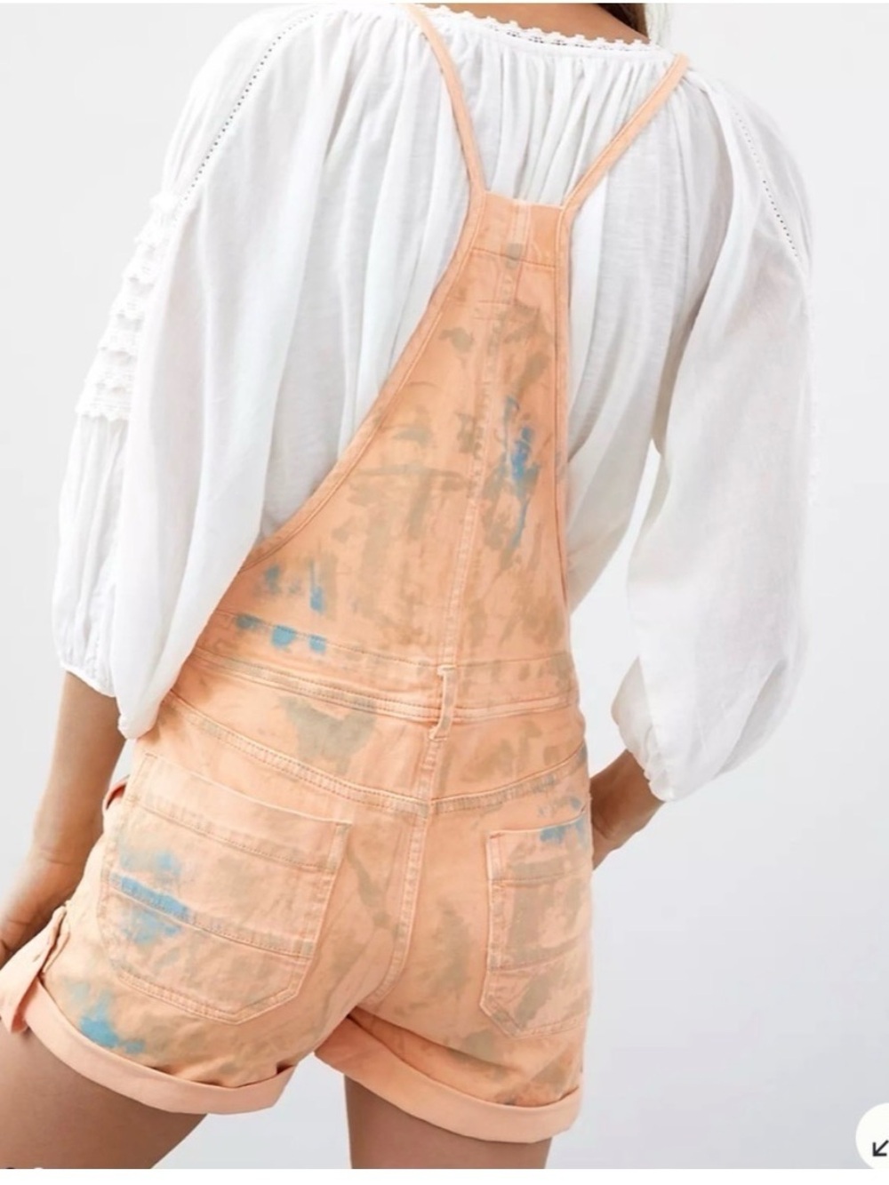 Anthropologie Pilcro Orange Paint Splatter Denim Overalls/Shortalls - Picture 8 of 8